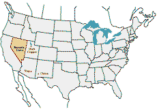United States map highlighting Nevada